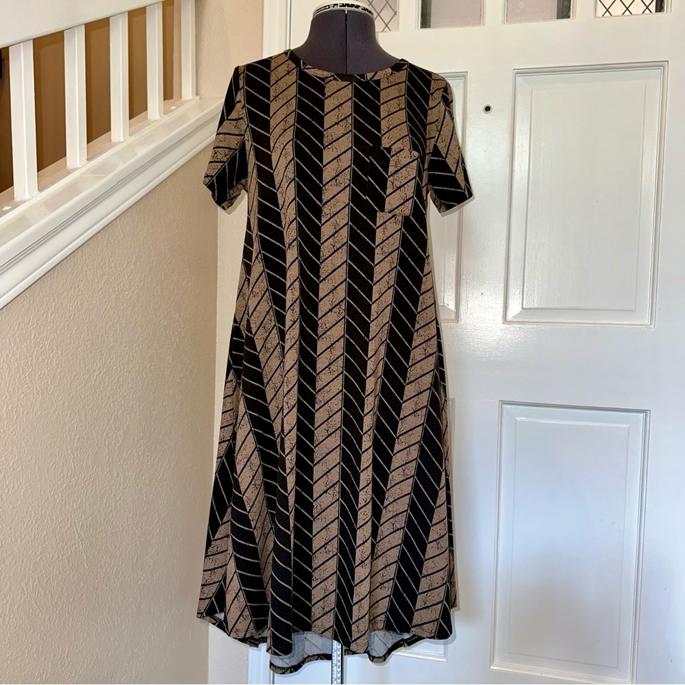 LuLaRoe Black and Tan Chevron Midi Dress